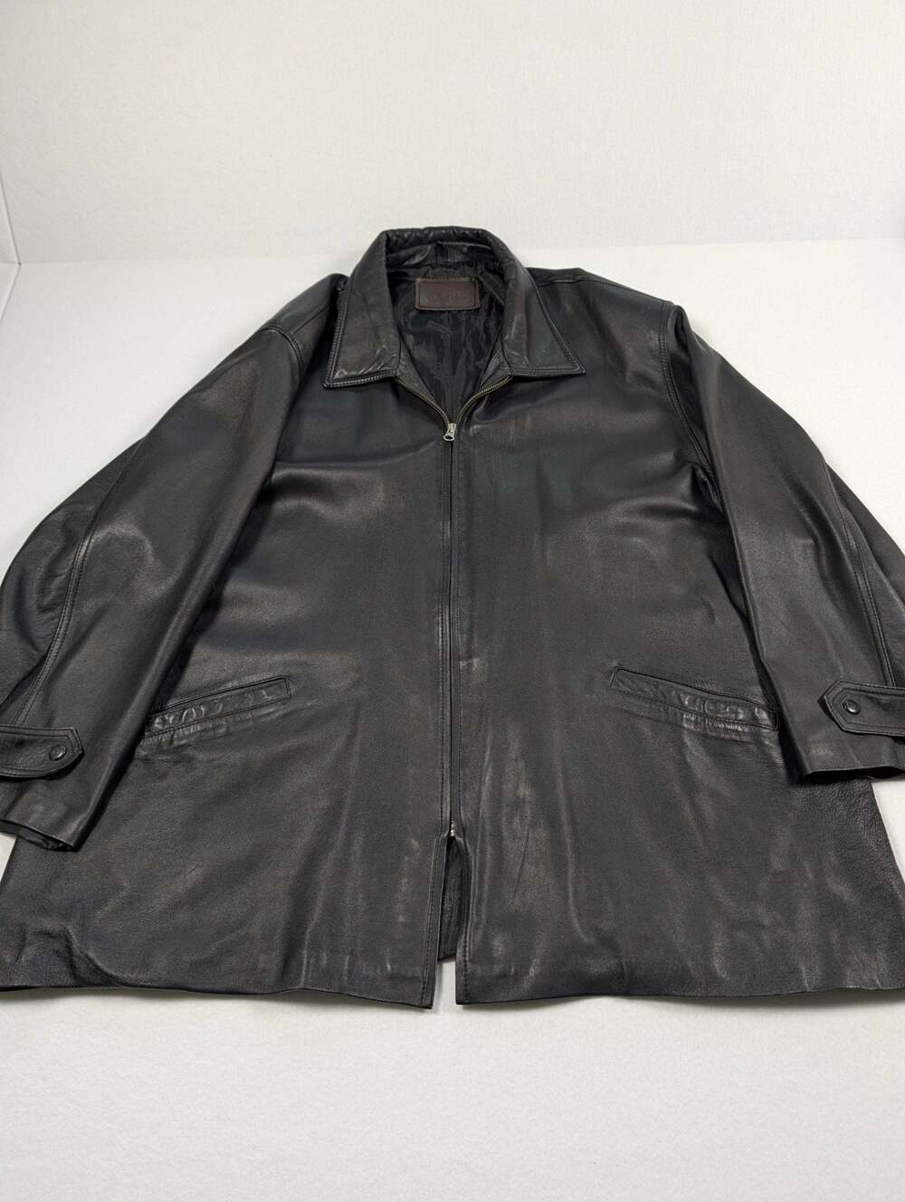 3xl Vtg Gap Men's Genuine Leather Zip-Up Jacket with Dormeuil England Linings